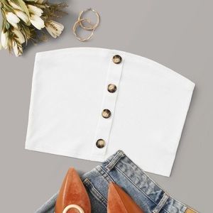 NWT Shein white tube top with front button details